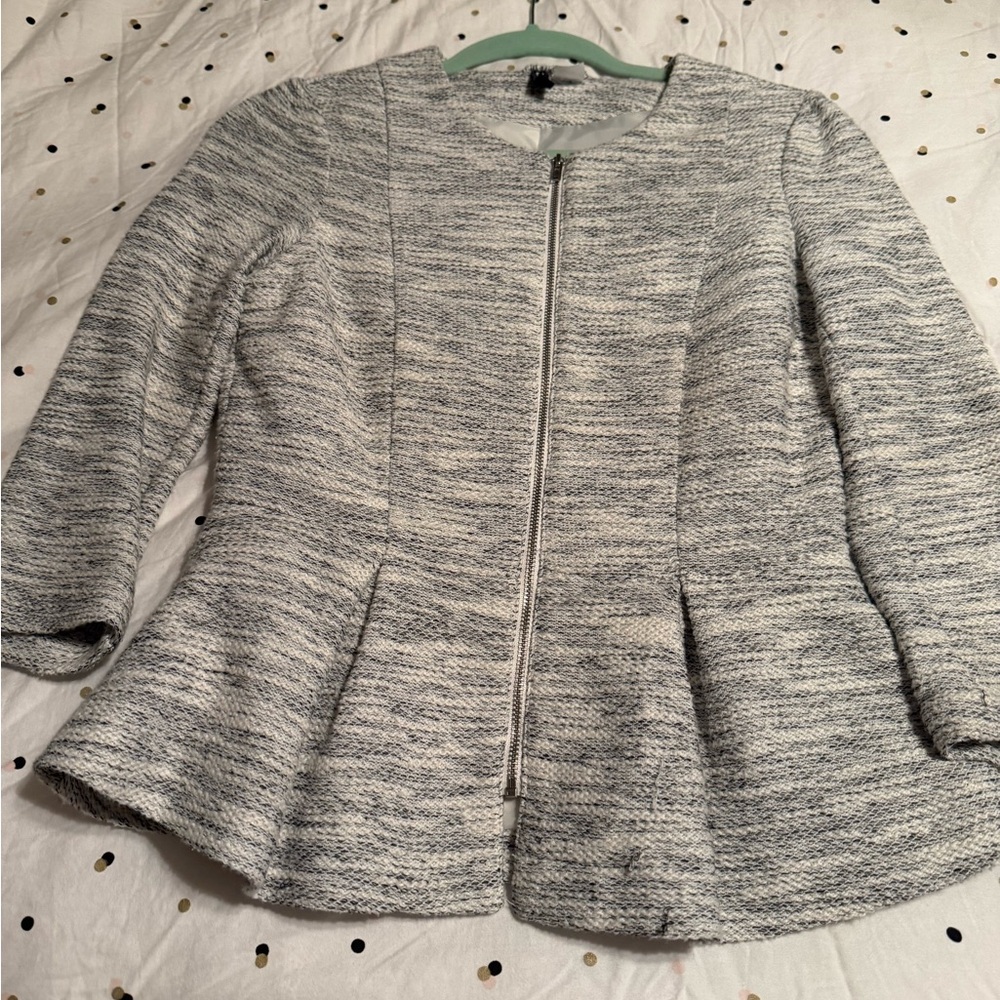 H&M Women's Light Gray Zip-Up Blazer